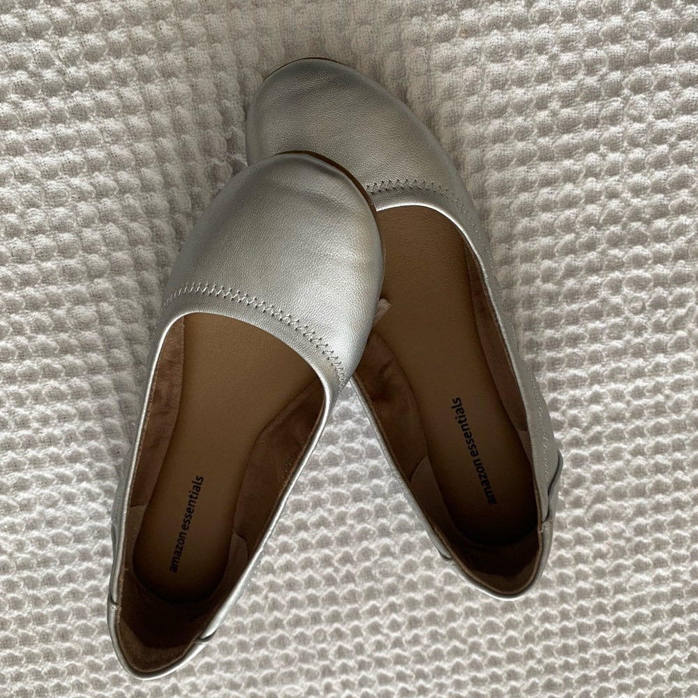 silver ballet flats